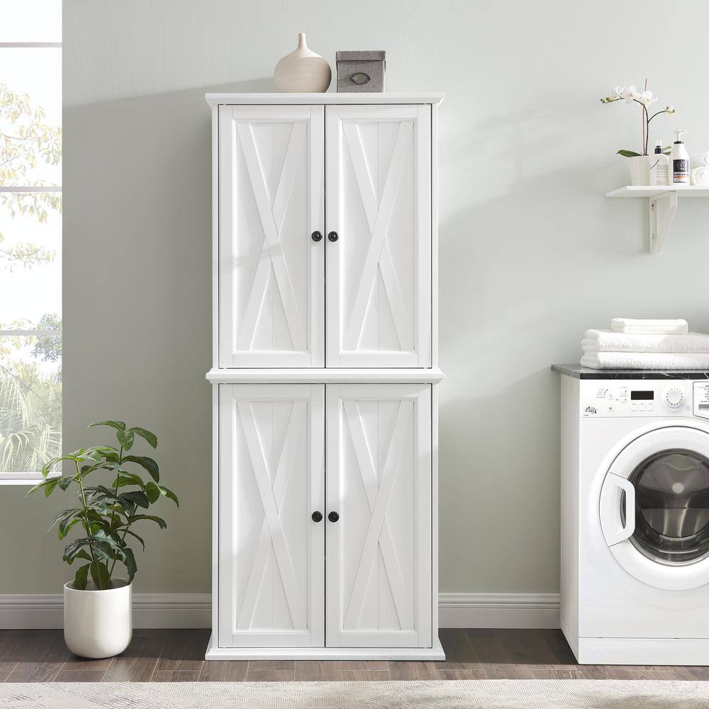 Alt View 6. Crosley Furniture - Clifton Tall Kitchen Storage Pantry - 2 Stackable Pantries - Distressed White.
