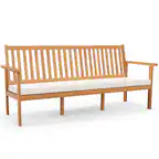 Front. Costway - Costway Outdoor 3-Seat Wood Bench 64 Inches Extra Long Acacia Chair with Seat Cushion - White.