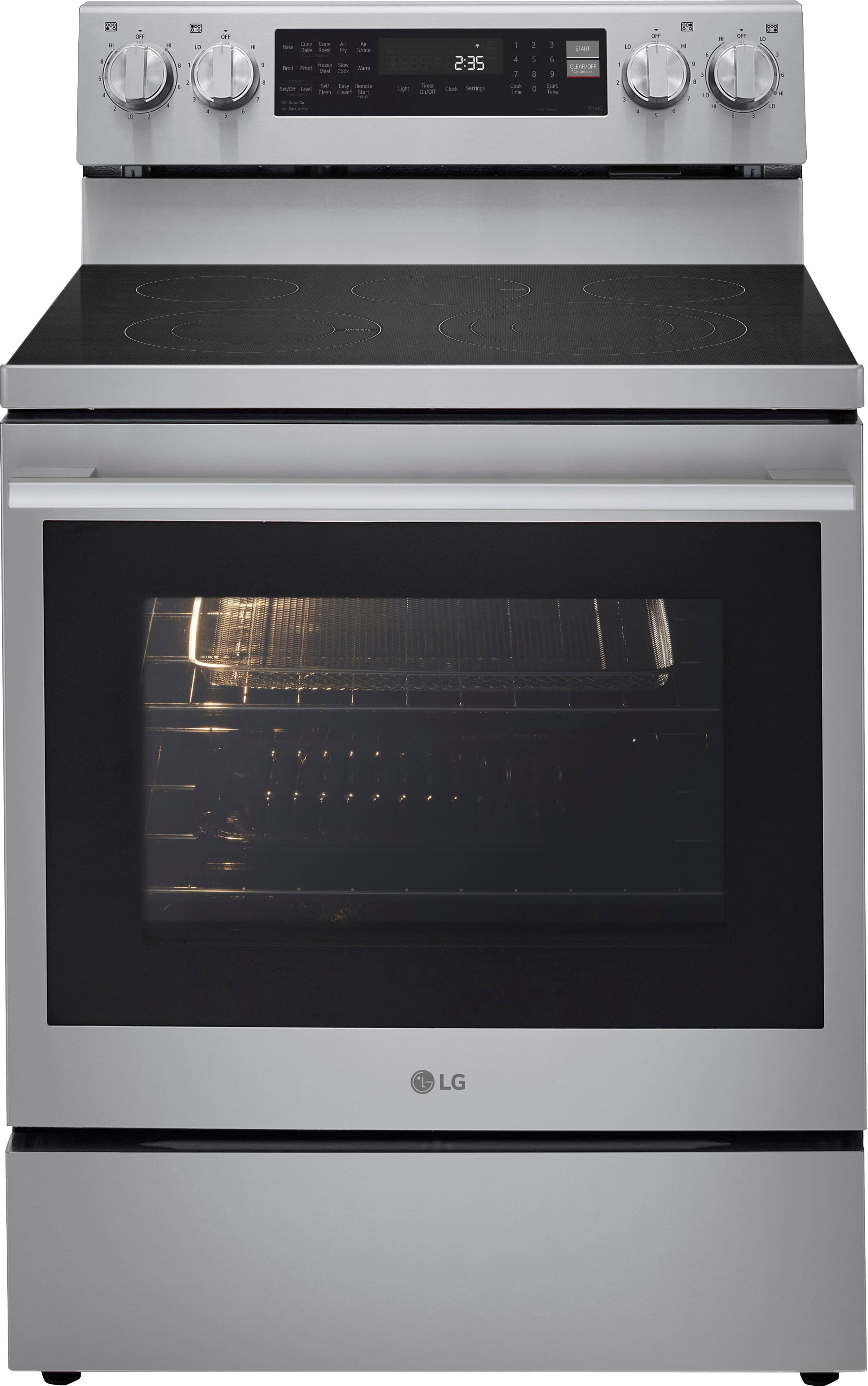 LG - 6.3 Cu. Ft. Freestanding Electric True Convection Smart Range with Air Fry and InstaView - Stainless Steel - Front_Zoom
