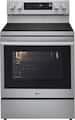 LG - 30-in Wide 6.3 Cu. Ft. Freestanding Electric True Convection Smart Range with 5 Elements, Air Fry and InstaView - Stainless Steel
