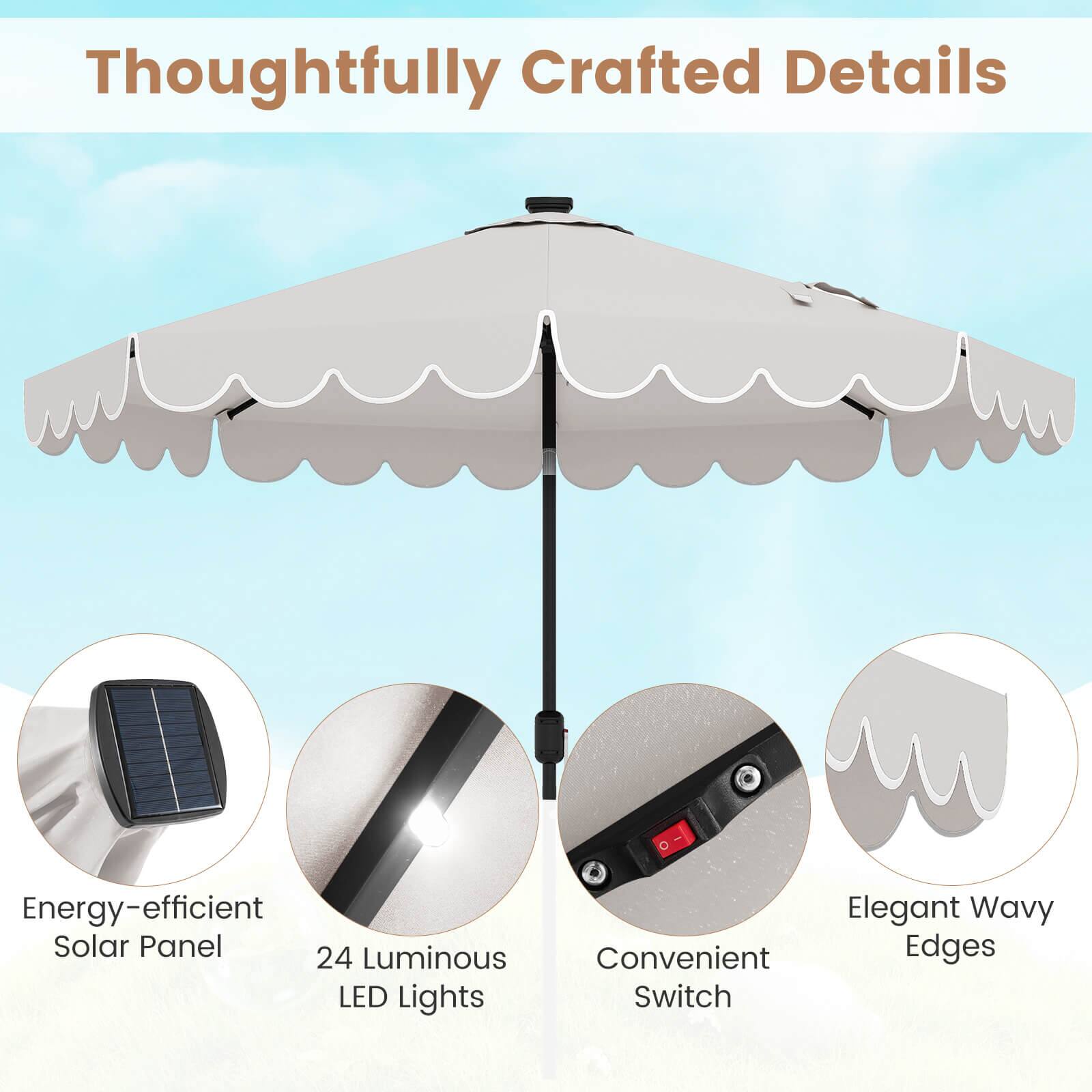Thoughtfully Crafted Details Energy-efficient Elegant Wavy Solar Panel 24 Luminous Edges Convenient LED Lights Switch