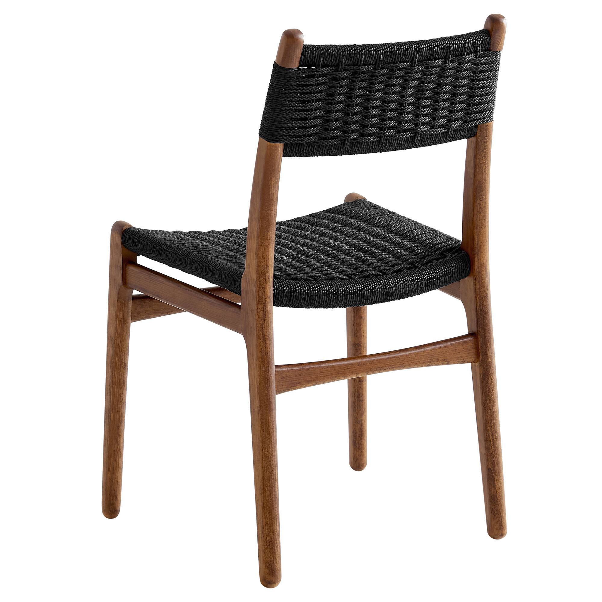 Alt View 3. Modway - Wynn Rope and Wood Dining Side Chair by Modway - Walnut Black.
