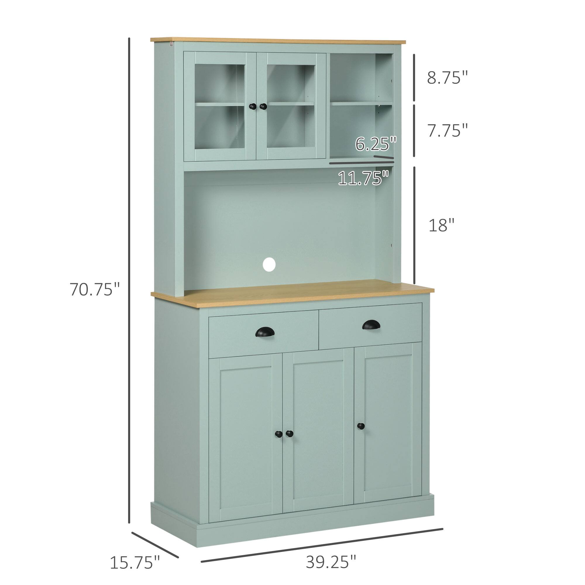 Width: 39.25"
Height: 70.75"
Depth: 15.75"
Shelf: 11.75"
Cabinet: 8.75"
Glass: 6.25"
Shelf: 7.75"