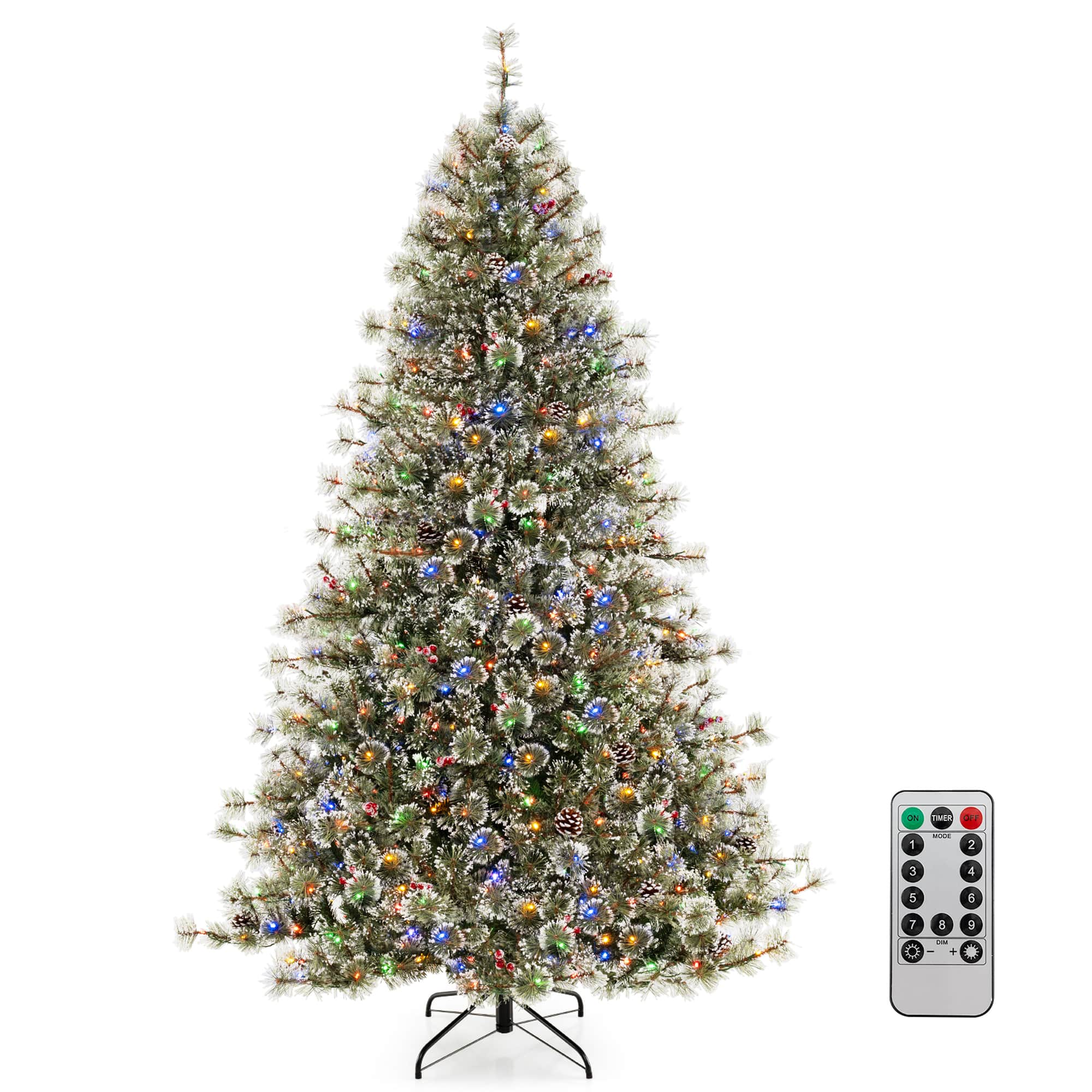 Costway - 7.5 FT Artificial Christmas Tree with 360° Quick Power Connector 1086 Pine Needles - Green