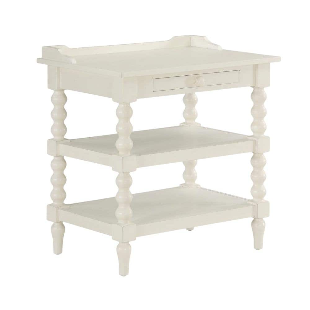 FurniFact - Nightstand with Hardwood Solids and Oak Veneers - Antique White