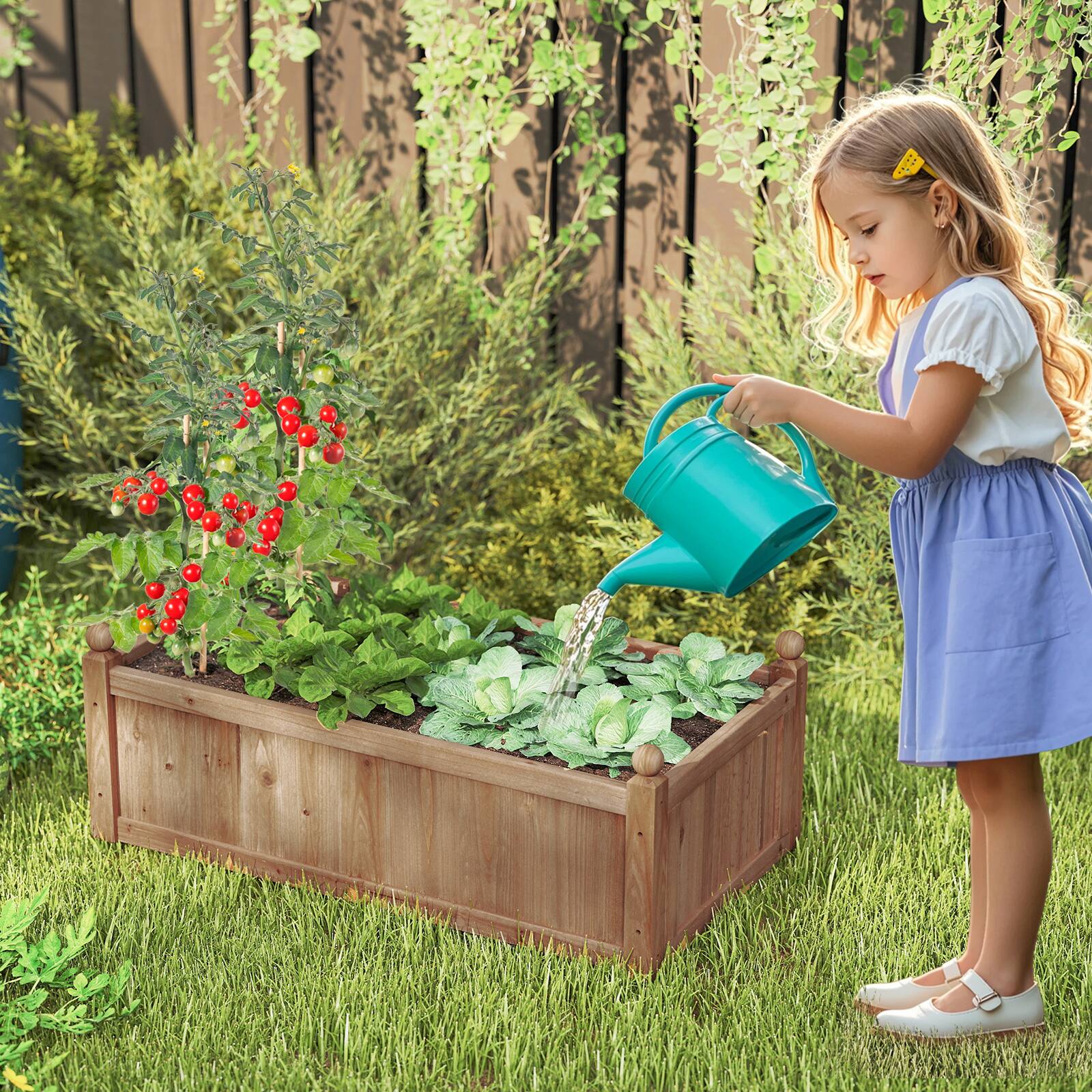Alt View 3. Gymax - Gymax Raised Garden Bed 46'' x 24'' x 16'' Planter Box w/ 4 Drainage Holes for Patio - Rustic Brown.