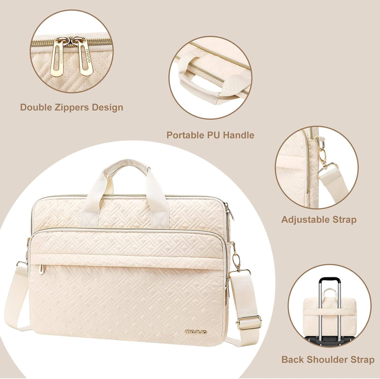 Double Zippers Design  
Portable PU Handle  
Adjustable Strap  
Back Shoulder Strap