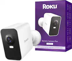 Roku - Battery Camera Plus for Home Monitoring – 1080p HD, 4X Rechargeable Battery, Weather-Resistant, Spotlight, Wi-Fi 6 - White - Front_Zoom