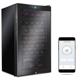 Ivation - 34 Bottle Freestanding Wine Refrigerator, Wine Fridge with Wi-Fi Smart App Control - Black
