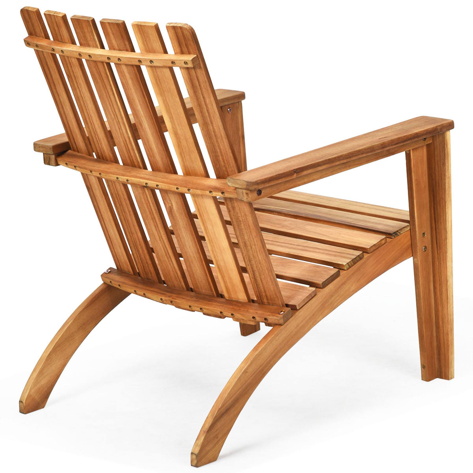 Alt View 4. Gymax - Gymax 4PCS Outdoor Wooden Adirondack Chair Patio Lounge Chair w/ Armrest Natural - Natural.