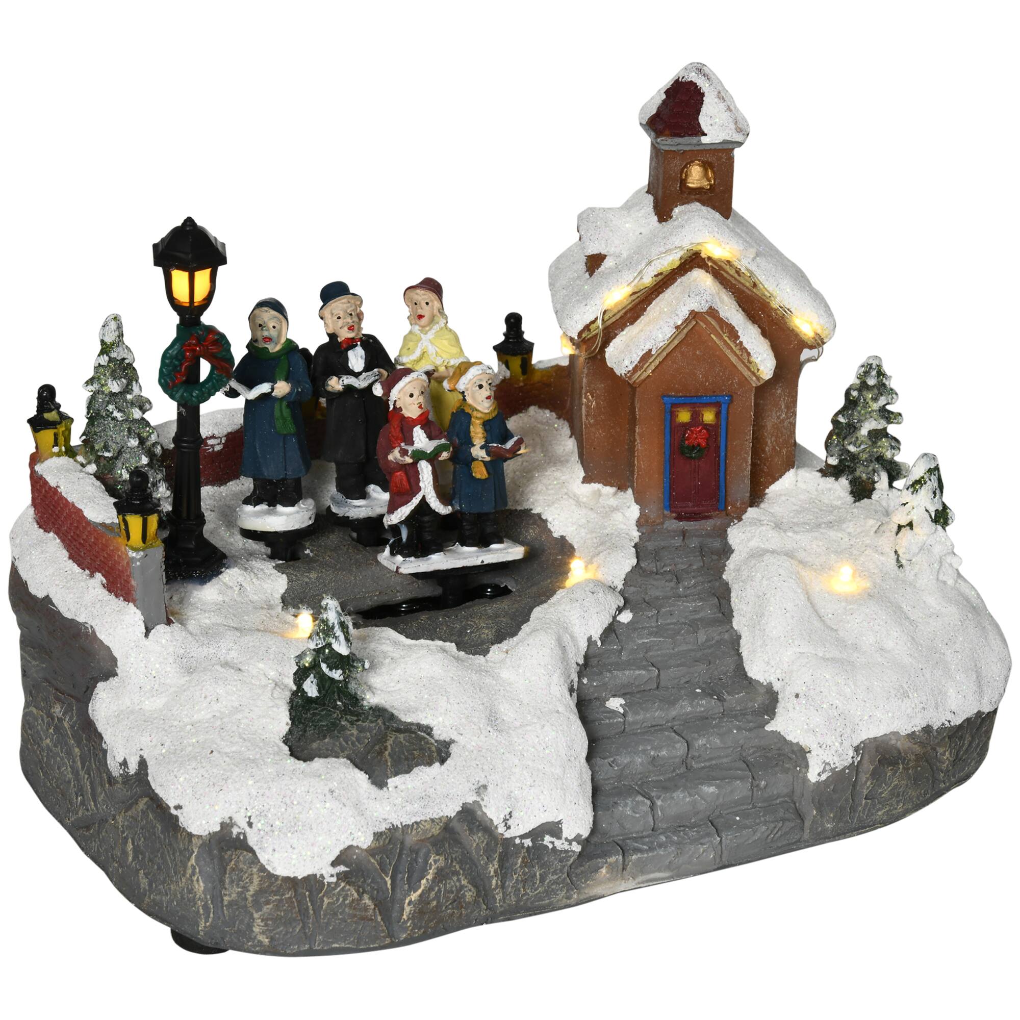 Alt View 4. TinyHomie - HOMCOM Christmas Village Choir Animated Winter Wonderland LED Decor Battery Operated - white.