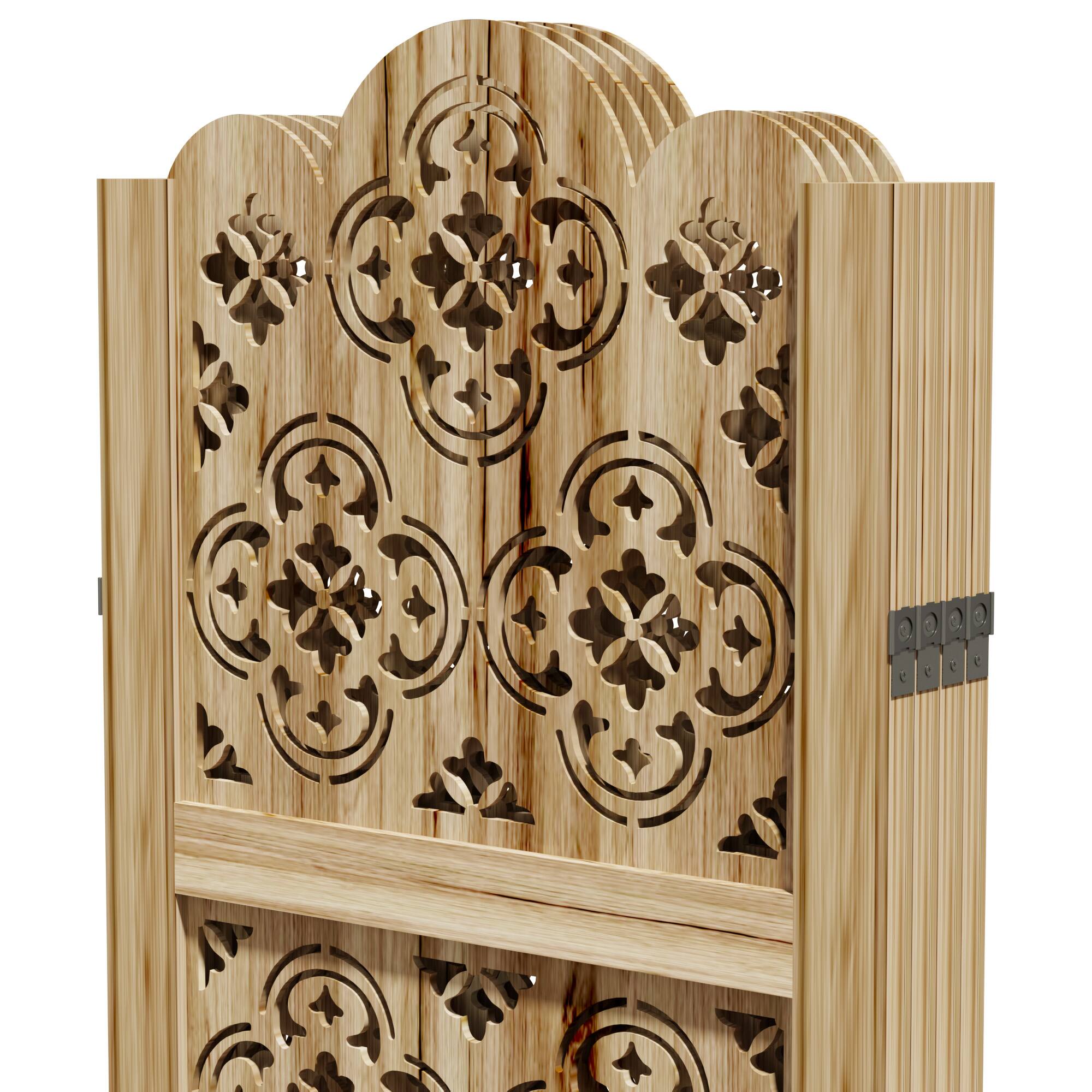 Alt View 5. PexFix - Room Divider, 4-Panel Freestanding Wood Screen, 67 in. H Folding Privacy Screen for Office, Bedroom - Natural.