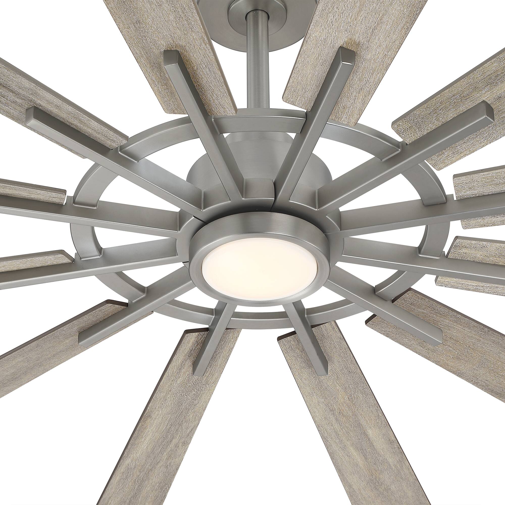 Alt View 7. Parrot Uncle - 72" Large Farmhouse 12-Blade  Windmill Ceiling Fan with Dimmable LED Light and 6-Speed Remote - Nickle.