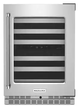 KitchenAid - 46-Bottle Dual-Zone Wine Cellar with Glass Door and Metal-Front Racks - Stainless Steel