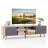 Gymax - TV Stand for TVs up to 65'' Modern Rustic TV Cabinet w/ Open Shelf TV Console Table - Sanremo Oak + Dark Grey