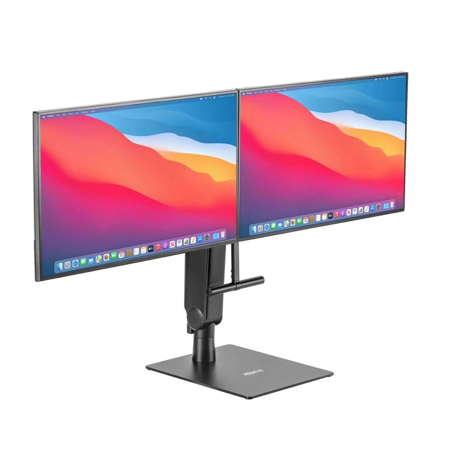 Alt View 4. Mount-It! - Freestanding Dual Monitor Stand With Height Adjustment for 17″–32″ Screens, Spring Arms, Tilt/Swivel & Rotation - Black.