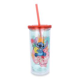 Silver Buffalo - Disney Lilo & Stitch "Kauai, Hawaii" Tropical Carnival Cup with Lid and Straw - Blue