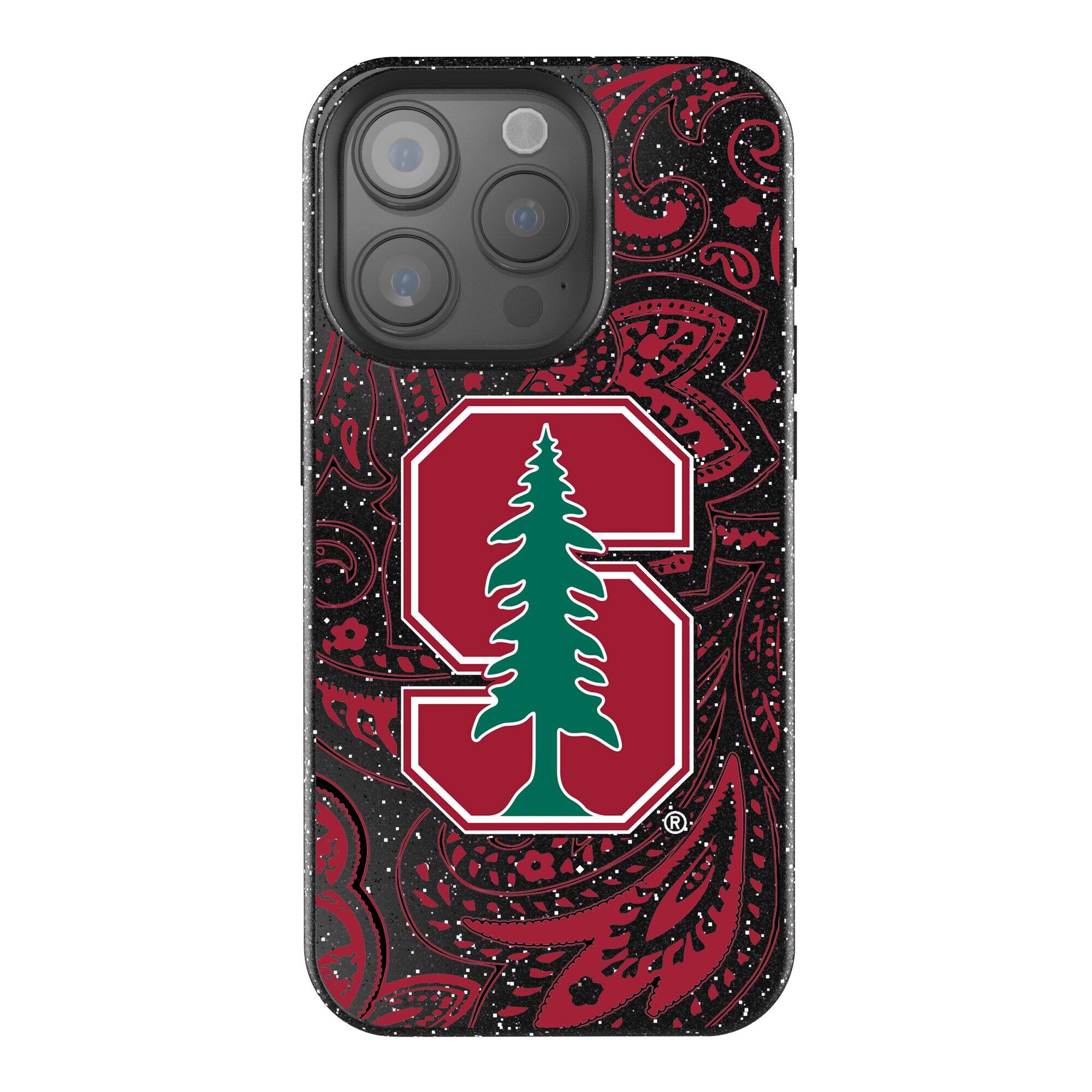 Front. Keyscaper - Stanford Cardinal Paisley Bling iPhone Case - 15 - Black.
