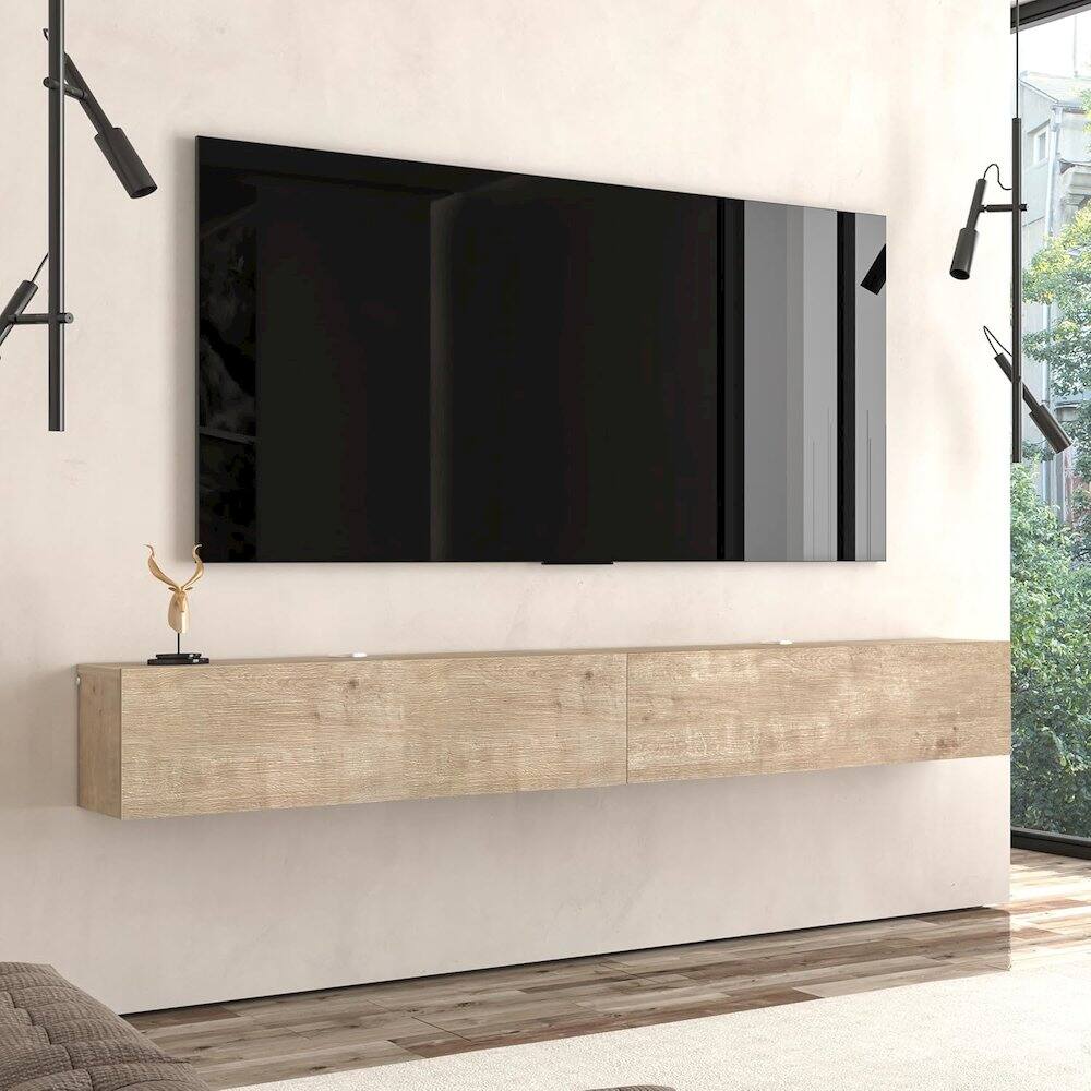 Left. Atelier Mobili - Floating TV Stand & Floating Entertainment Center (71 Inch, 2 Doors) - Beige.