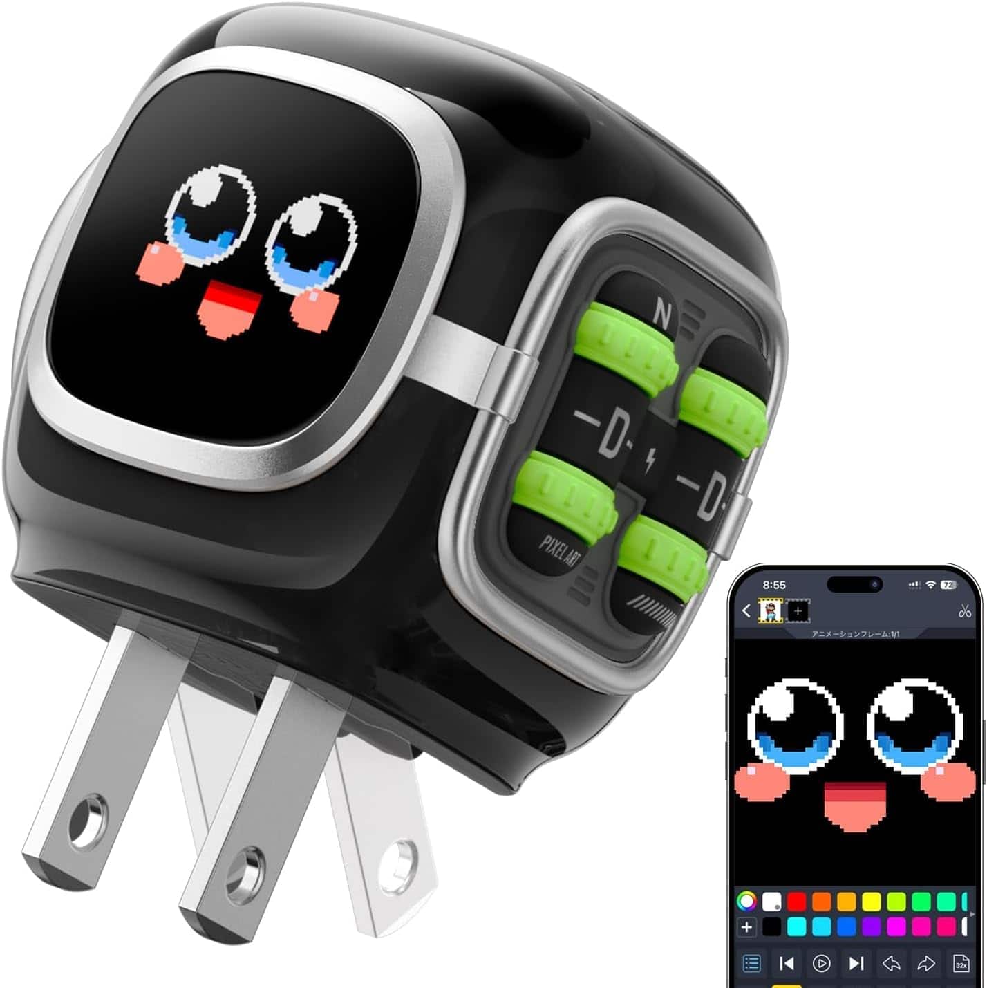 PRIMEPLUS - 35W GaN Charger with Pixel Display & DIY Clock, Retro Design, Fast Charging, Foldable Plug, Great Gift - Black price history on PriceWatchPro