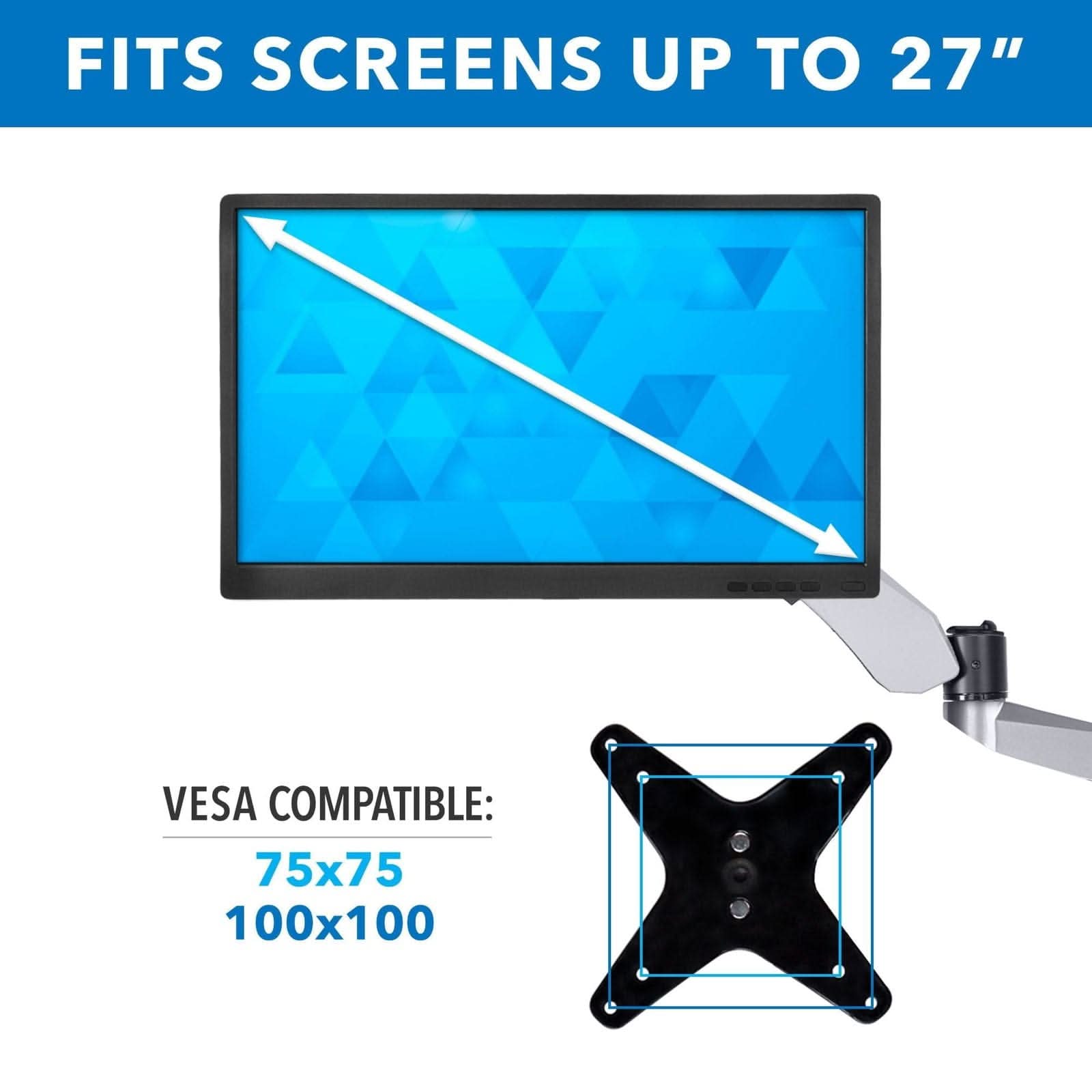 FITS SCREENS UP TO 27"  
VESCA COMPATIBLE:  
75x75  
100x100