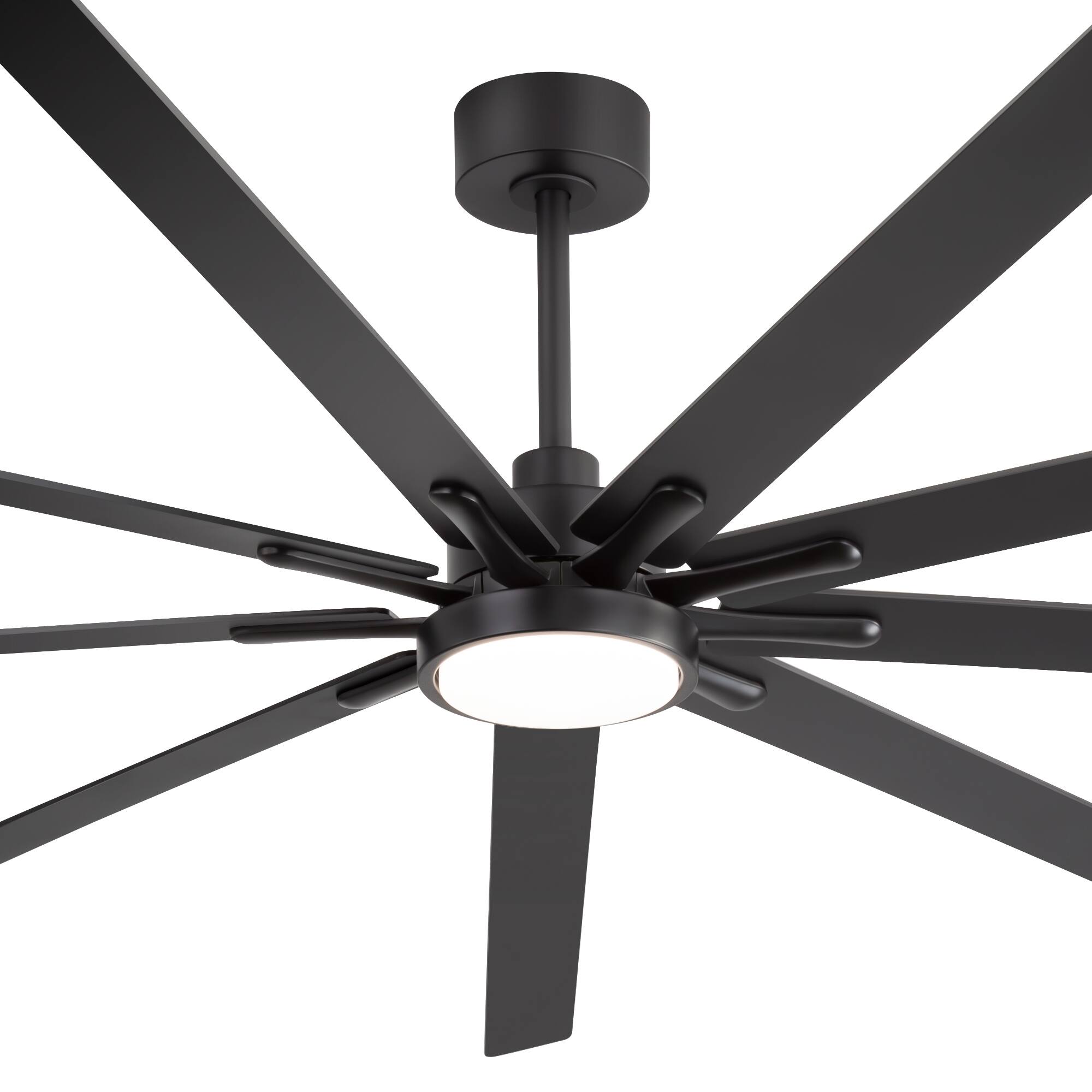 Alt View 8. Breezary - 84 Inch Great Ceiling Fan with Remote Control, 9 Reversible Plywood Blades, DC Motor, 3 Downrods, Light/No Light Options - Black (With Light).