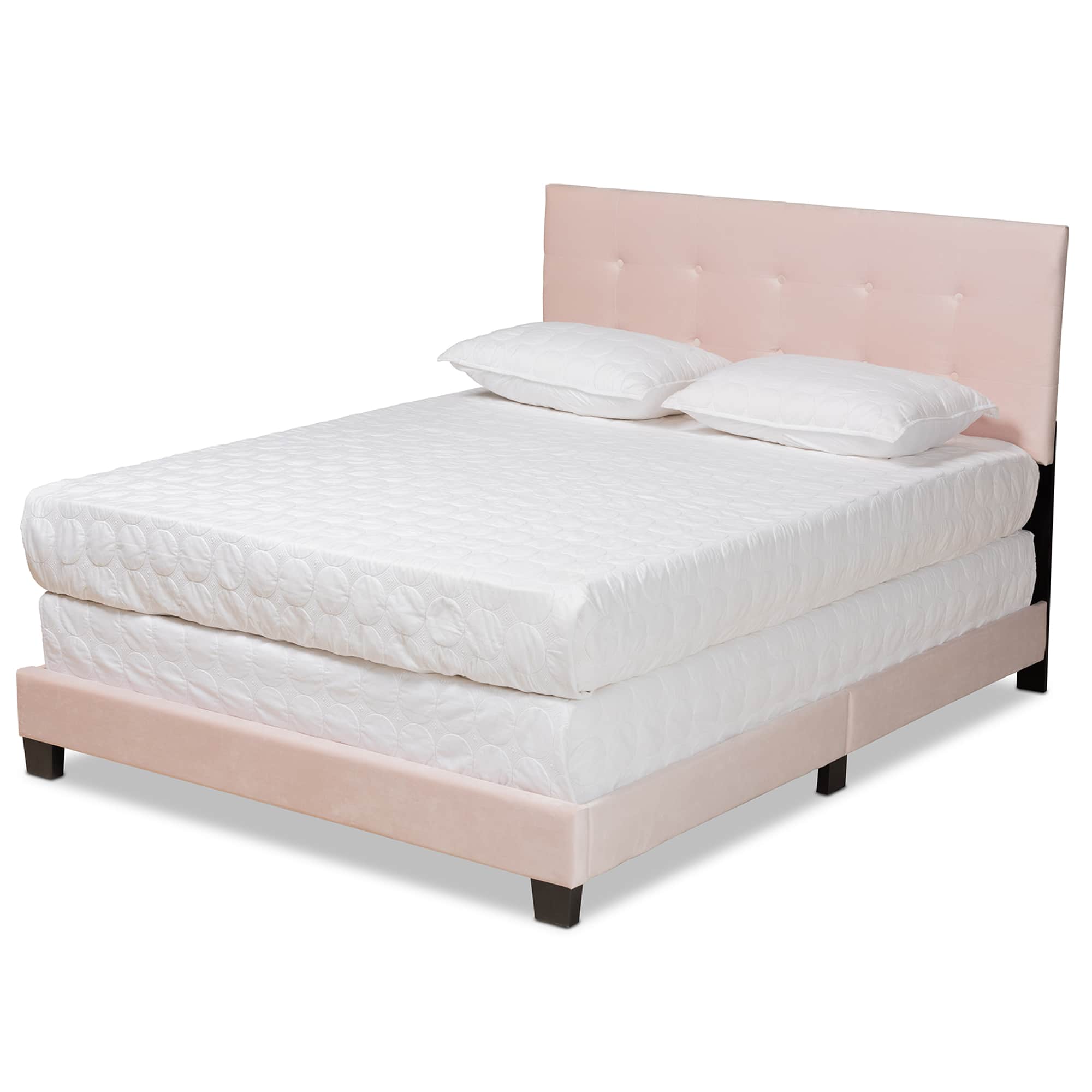 Baxton Studio - Caprice Modern and Contemporary Glam Velvet Fabric Upholstered Panel Bed - Light Pink/Black price history on PriceWatchPro