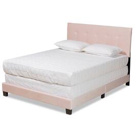 Baxton Studio - Caprice Modern and Contemporary Glam Velvet Fabric Upholstered Panel Bed - Light Pink/Black