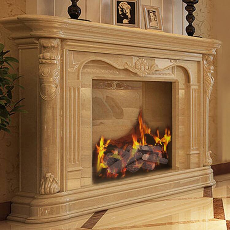 Angle. Mondawe - 9 pcs Ceramic Fireplace Imitation Wood Propane Log Set - Original wood figure.