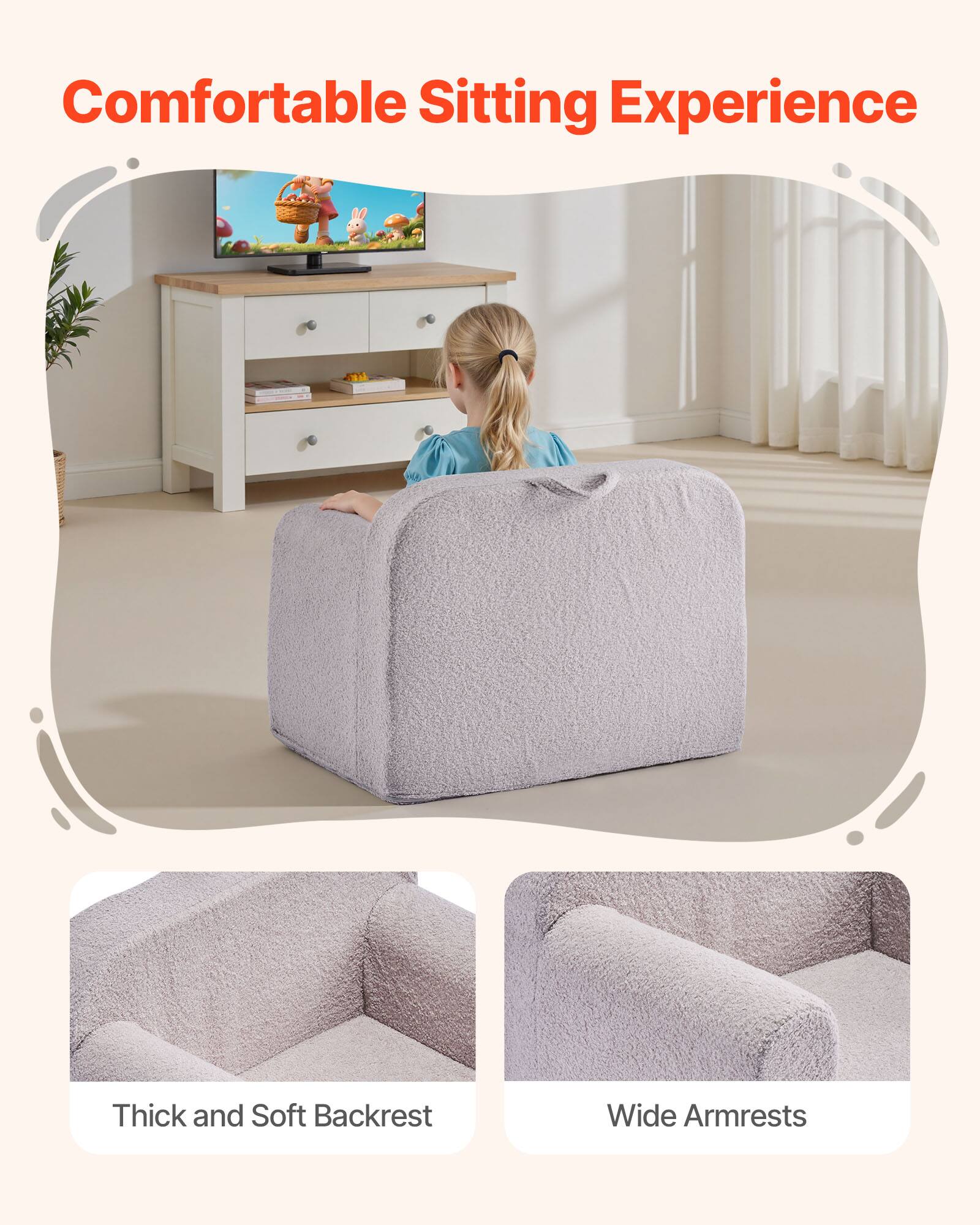 Comfortable Sitting Experience

- Thick and Soft Backrest
- Wide Armrests