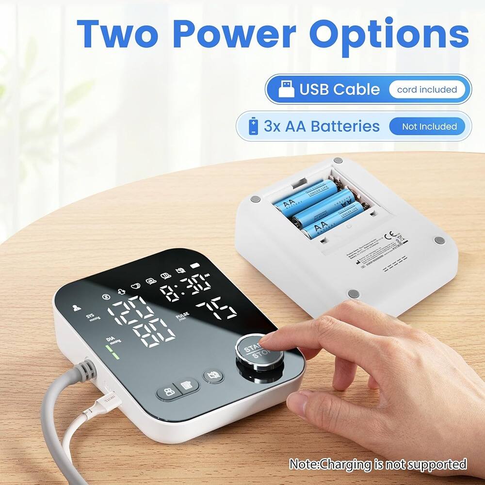 Two Power Options

USB Cable  
cord included

3x AA Batteries  
Not Included

Note: Charging is not supported