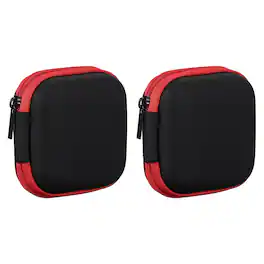 Unique Bargains - 2pcs Earphone Case, 2.95x2.95x1.38in, Portable Earbud Carrying Case Storage Bag for In-Ear Headphones - Red