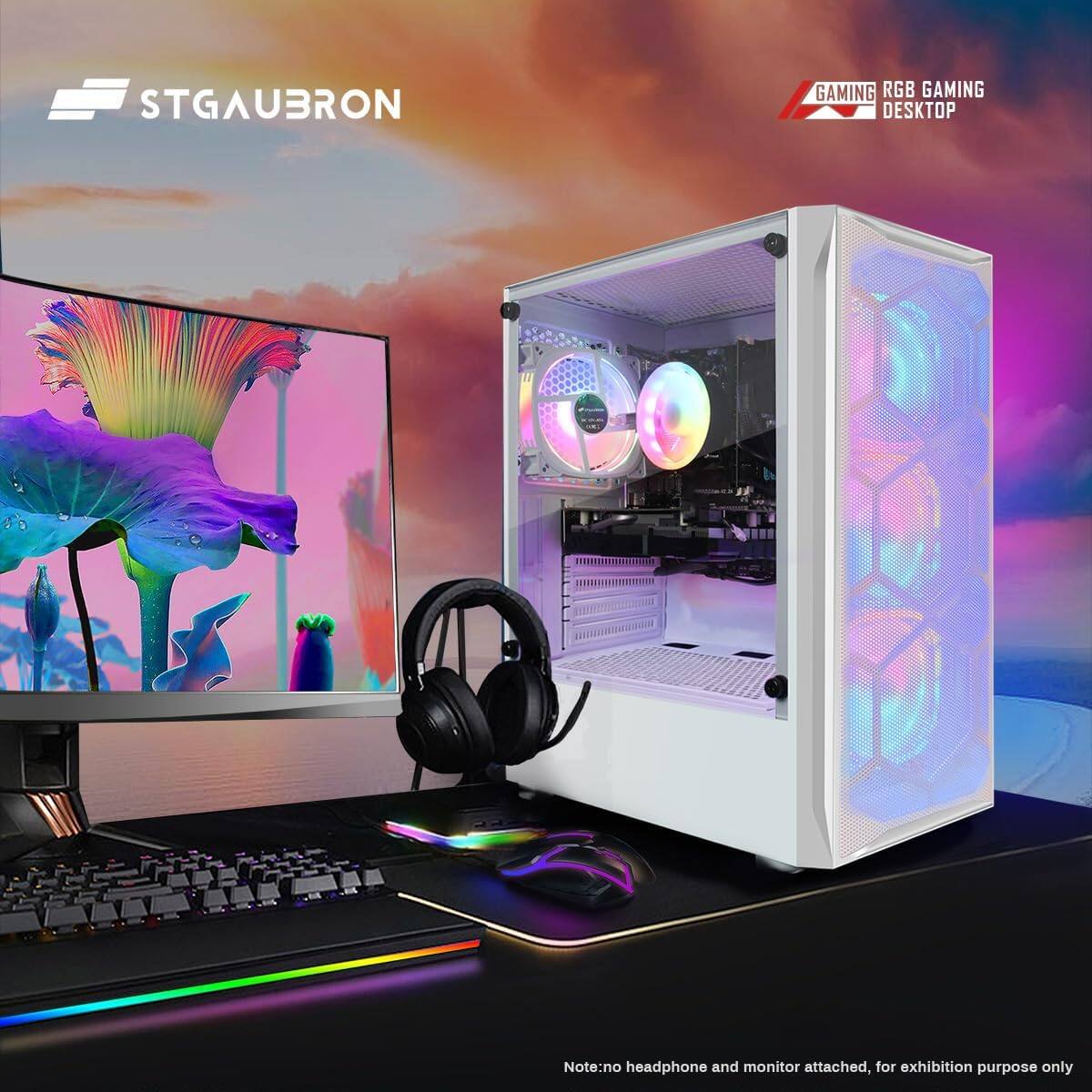 STGAUBRON  
GAMING RGB GAMING DESKTOP  

Note: no headphone and monitor attached, for exhibition purpose only