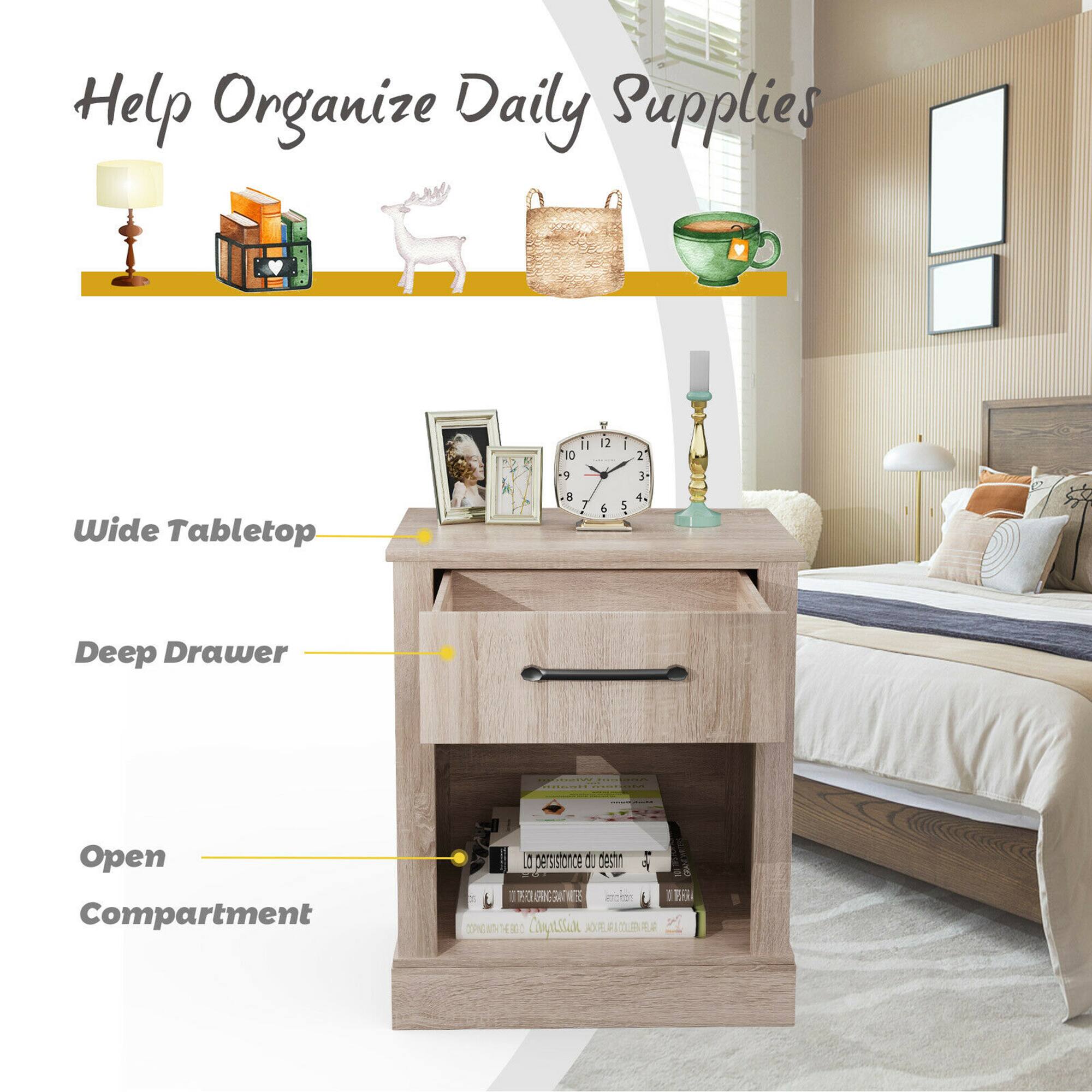 Help Organize Daily Supplies

Wide Tabletop

Deep Drawer

Open Compartment
