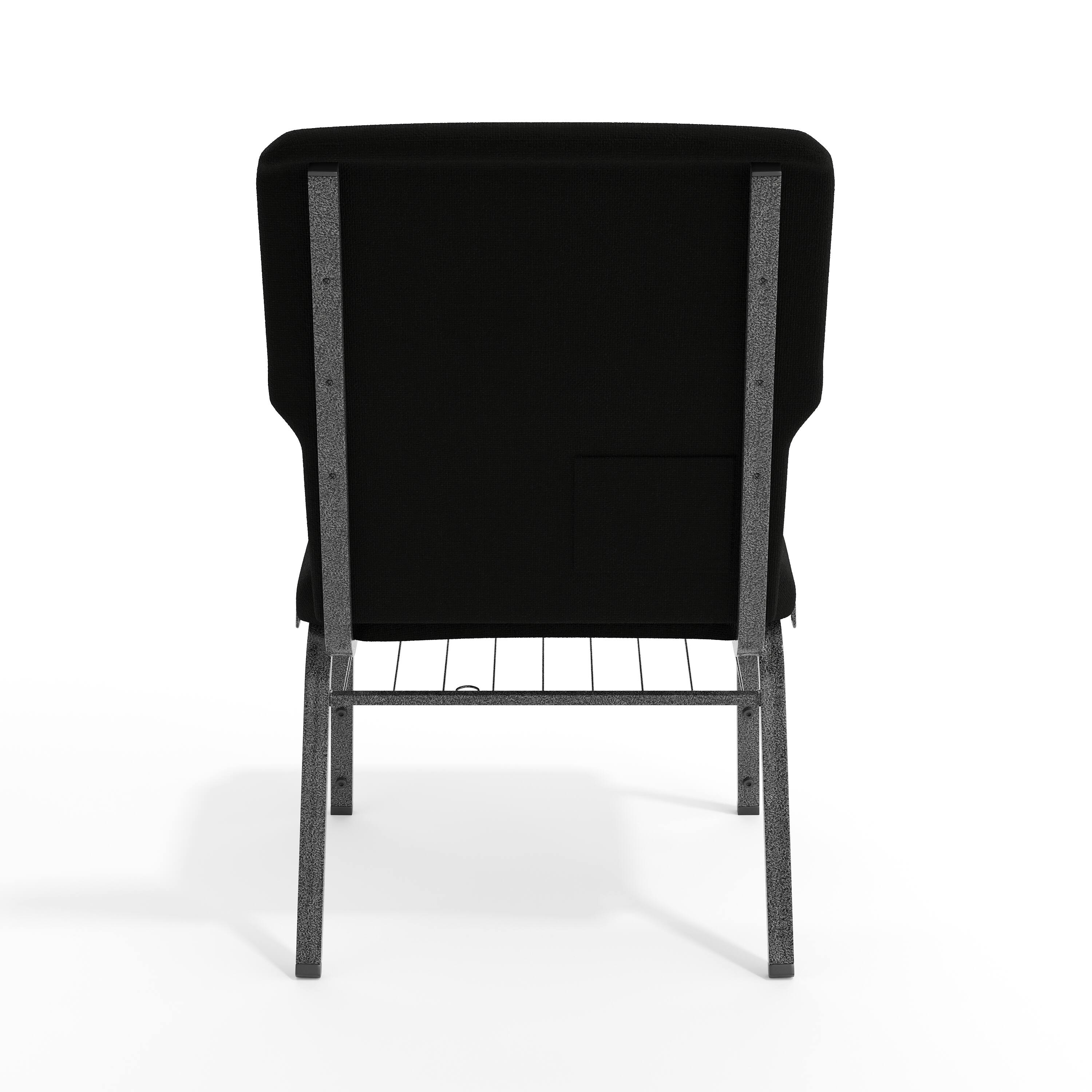 Alt View 7. Emma + Oliver - Discount Church Chair - 21 in. Wide - Black Fabric/Silver Vein Frame.