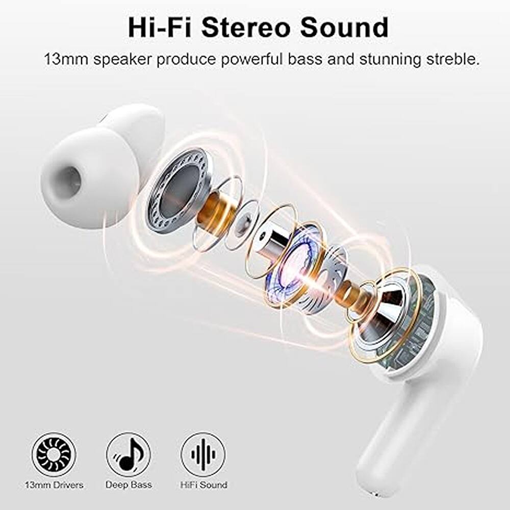 Hi-Fi Stereo Sound  
13mm speaker produce powerful bass and stunning stereo sound.  
13mm Drivers  
Deep Bass  
HiFi Sound
