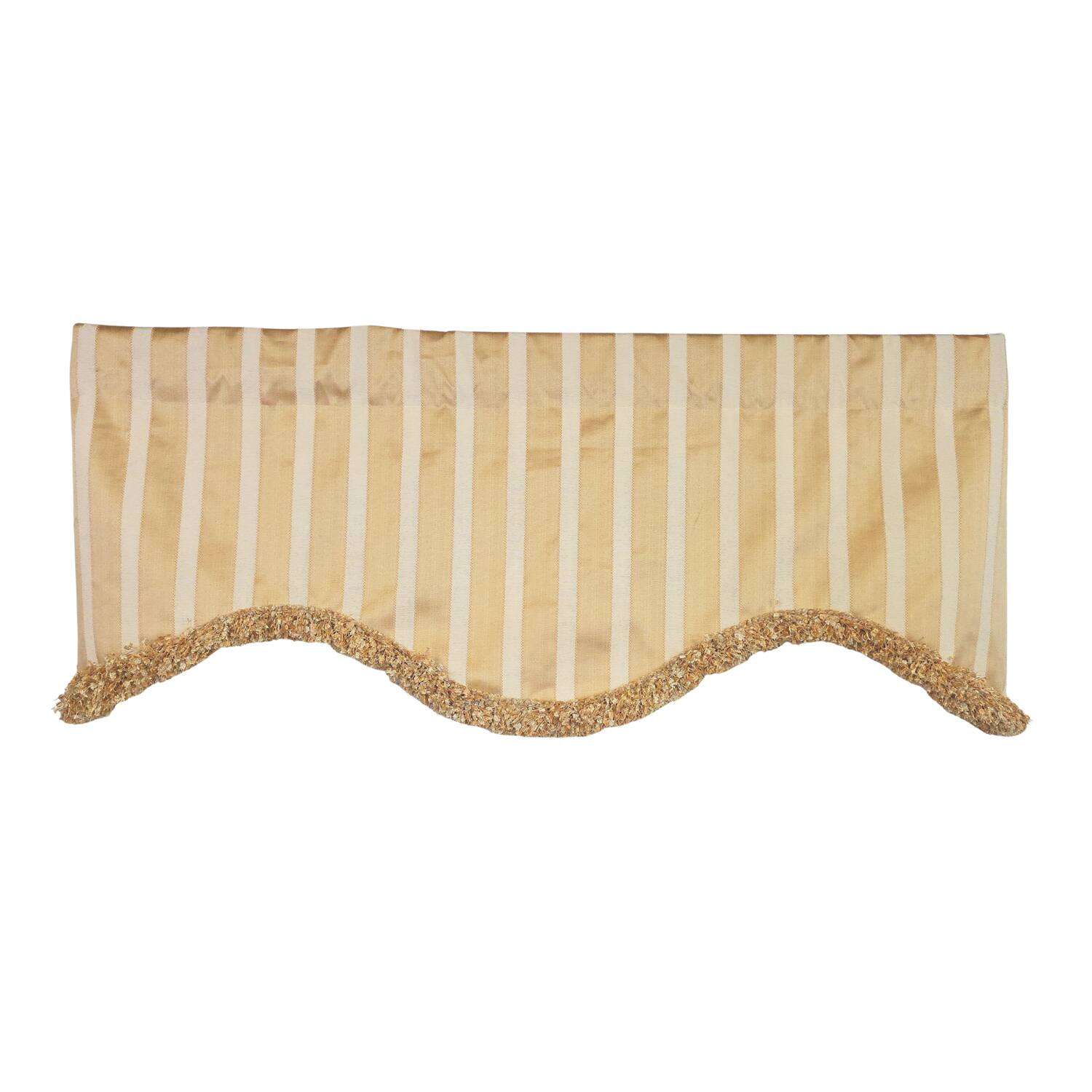 Left. RLF Home - RLF Home Nugett Trimmed Cornice Window Valance 100% Cotton Lined Rod Pocket 50" x 17" Gold - Gold.