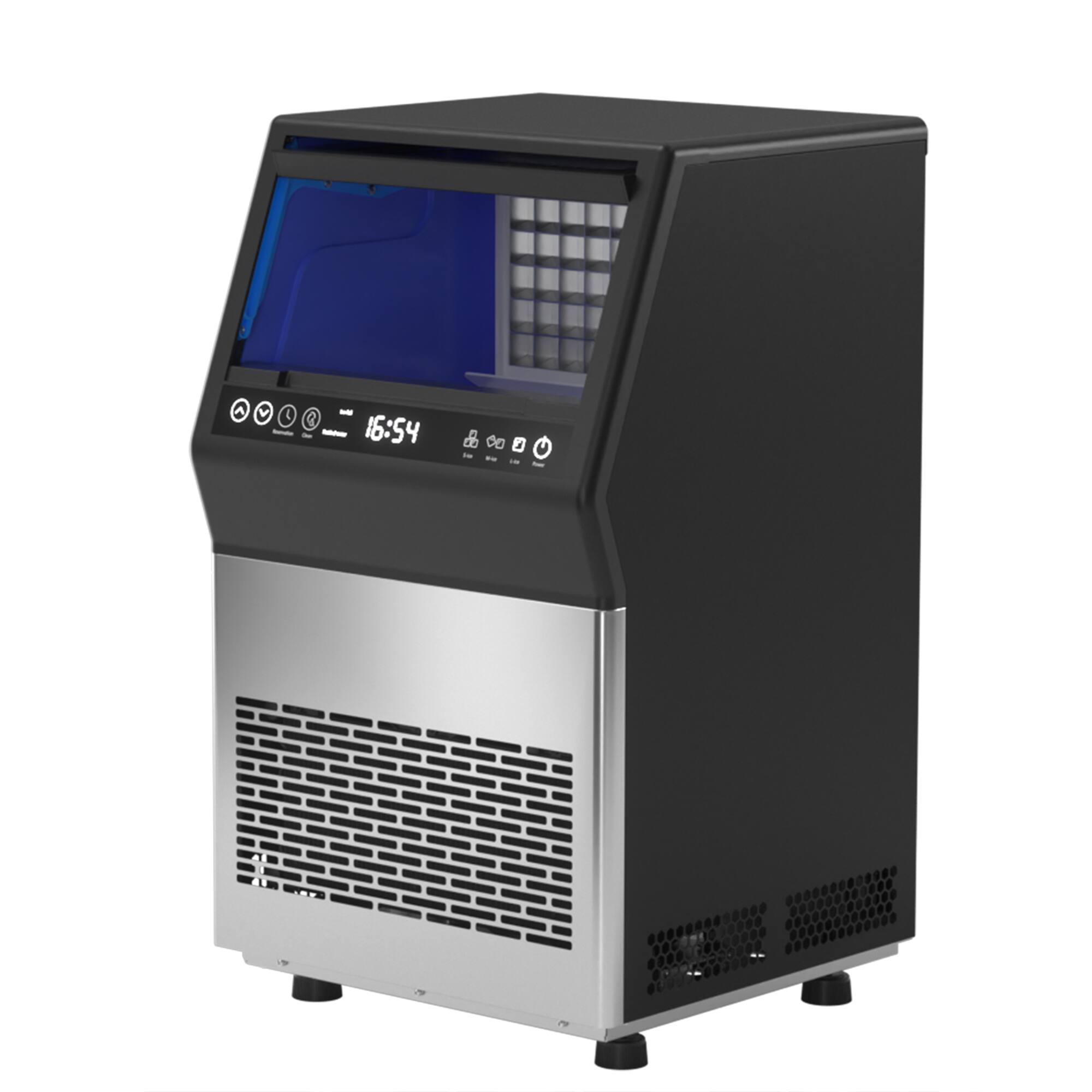 Alt View 1. Vaczon - Commercial Ice Maker, 110 lbs/Day Freestanding Ice Machine with 18 lbs Storage, Automatic Cleaning - Black and Silver.