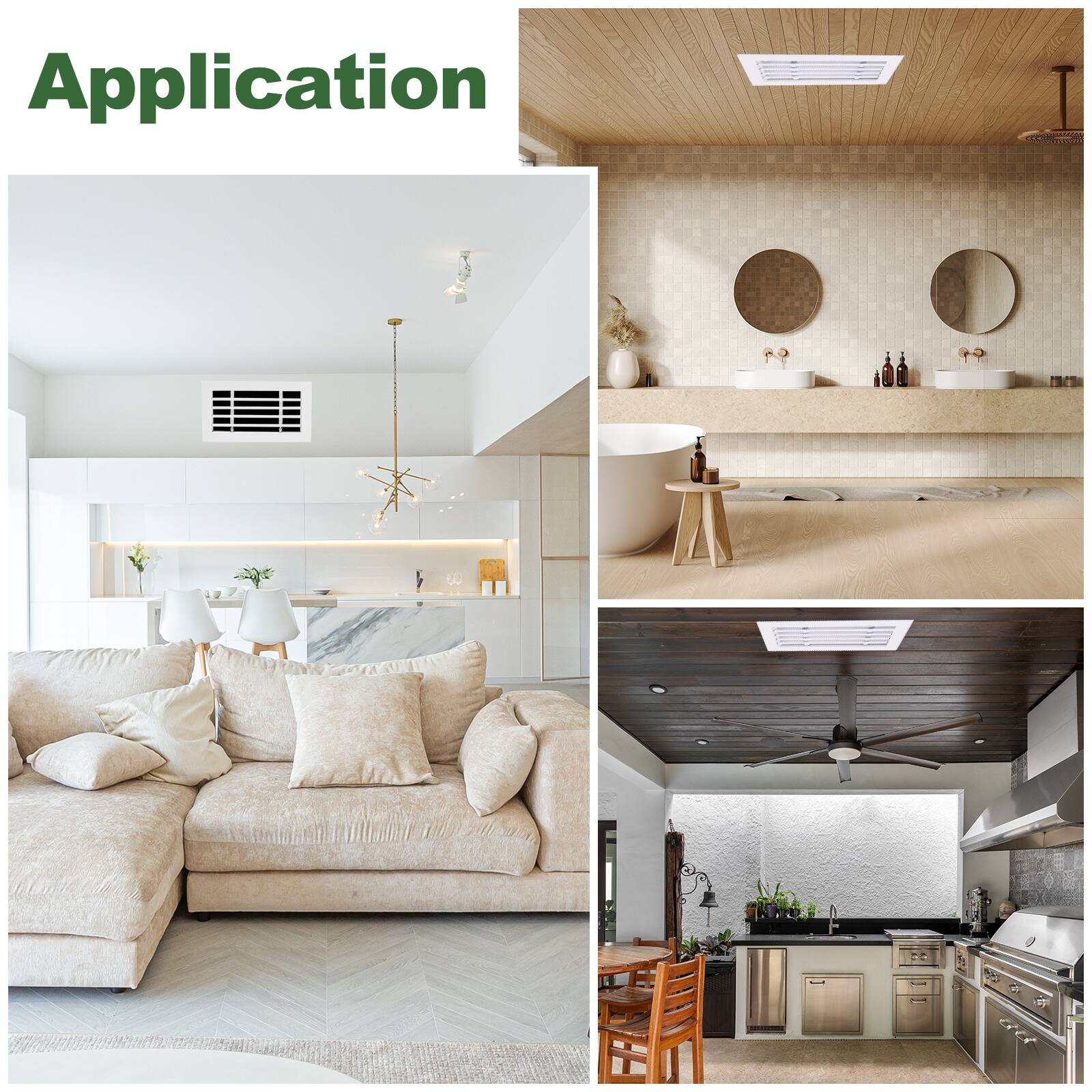Alt View 6. Unique Bargains - 20x6 Inch Linear Bar Air Vent Grille, Removable Aluminum Register Cover Diffuser for Ceiling or Sidewall HVAC - White.