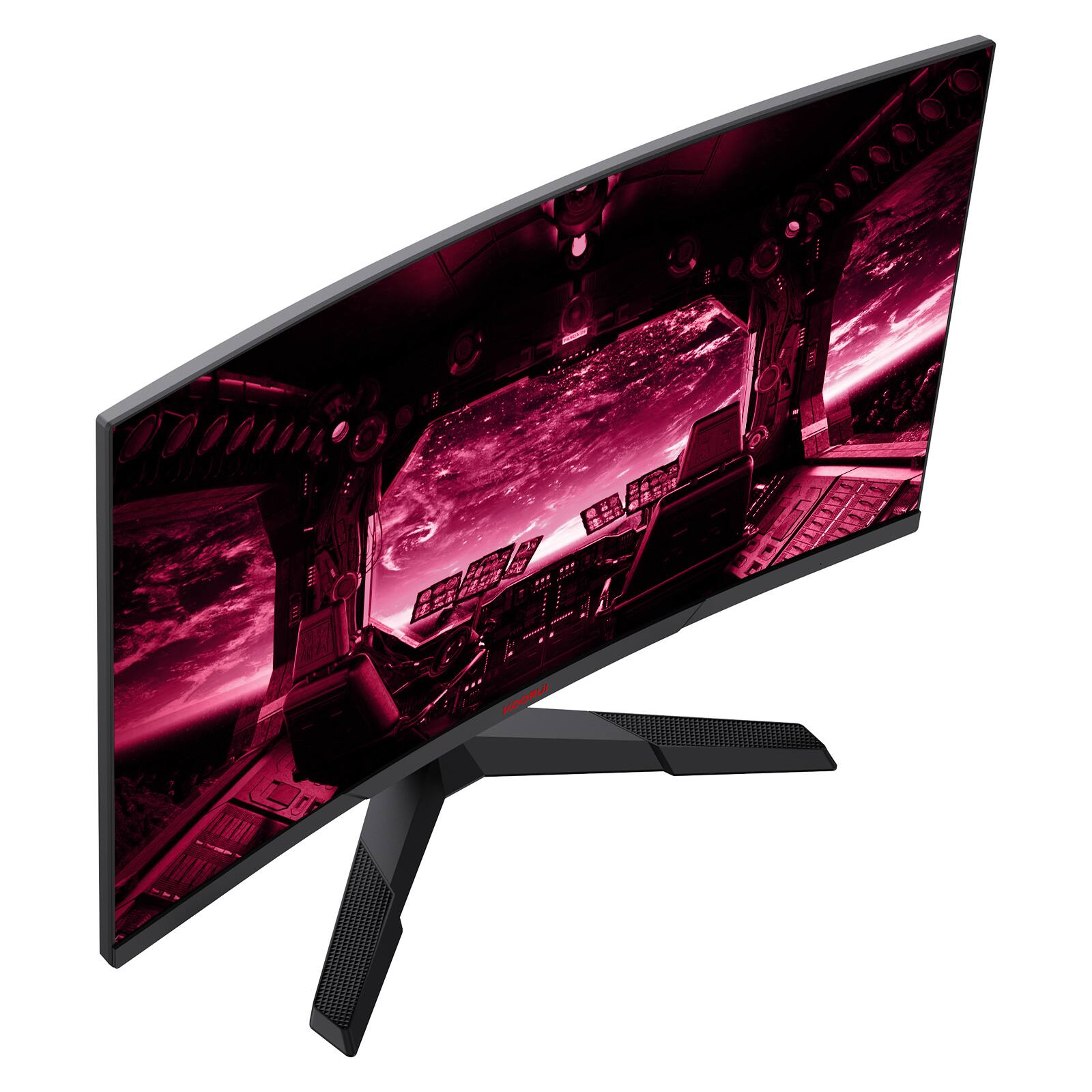 Angle. KOORUI - KOORUI 27 inch Curved Gaming Monitor, QHD(2560x1440) R1500 180Hz, AdaptiveSync, HDR10, 1 x DP1.4, 2 x HDMI 2.0, Eye Care - Black.