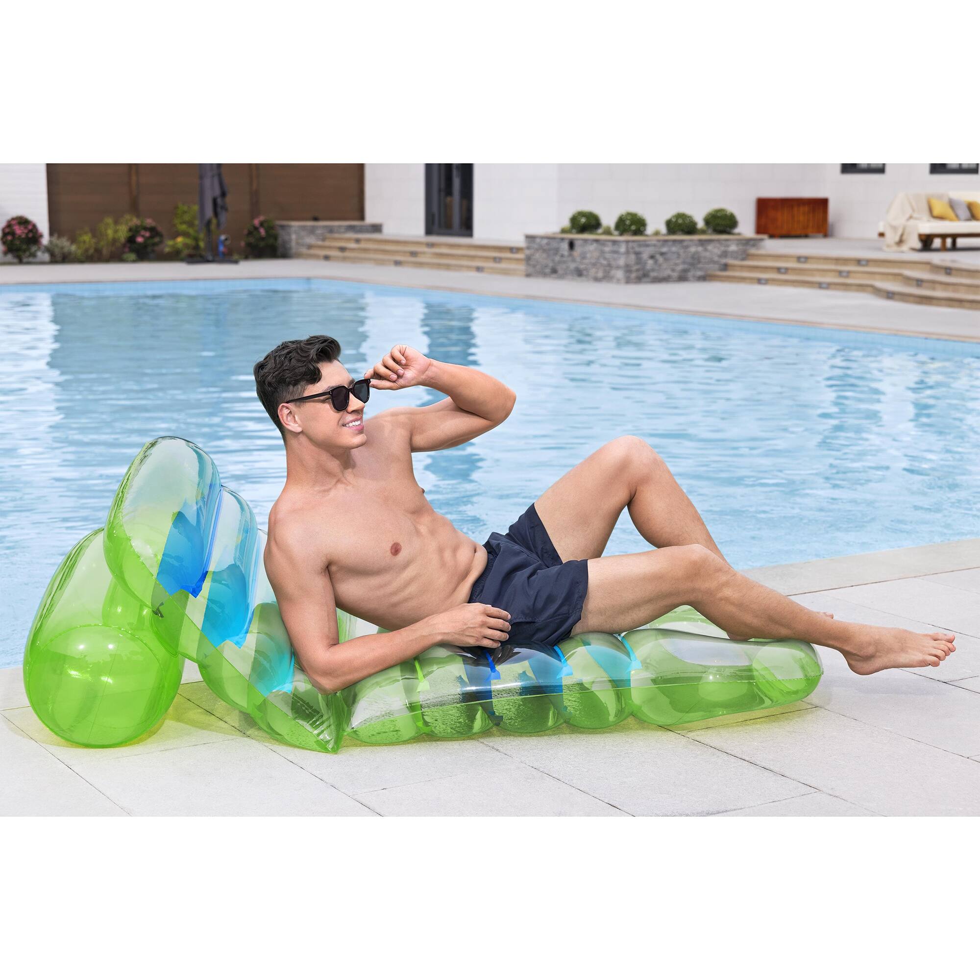 Alt View 3. Bestway - Pool Float: Adjustable Lounge - Lime & Blue.