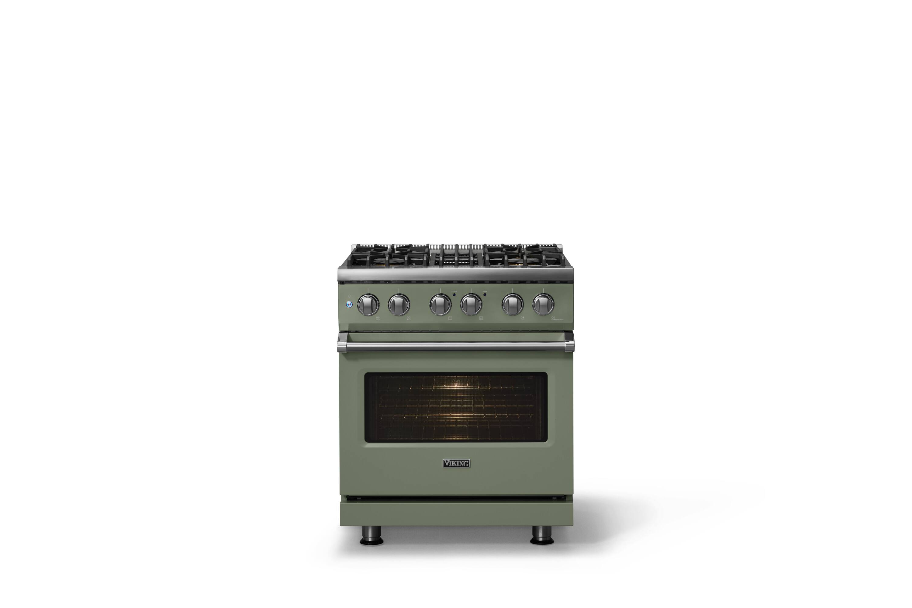 Alt View 1. Viking - 30 in. Wide 4 Burner Pro 5 Series 4.7 Cu. Ft. Freestanding Sealed Dual Fuel Convection Range - Eucalyptus - Eucalyptus.