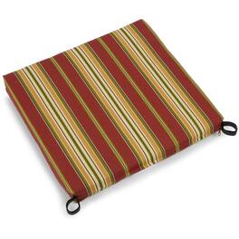 Blazing Needles - 20-inch by 19-inch Spun Polyester Chair Cushion - Kingsley Stripe Ruby