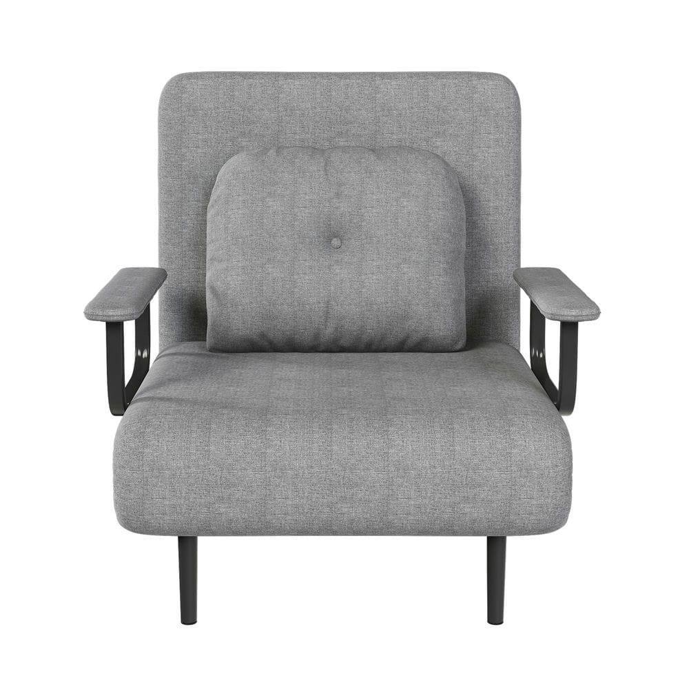 Left. Kadyn - 5-in-1 Convertible Sleeper Chair, Multi-Position Adjustable Backrest with Pillow, Space-Saving Design, Grey - Gray.