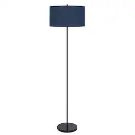 Manhattan Lane - Sie 59 Inch Floor Lamp, Linen Shade, Round Base, Metal Pole