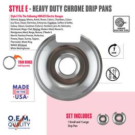Range Kleen - 10342X Style E 2pk Heavy Duty Chrome Drip Pans, Large and Small
