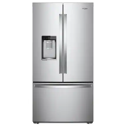 Front. Whirlpool - 23.8 Cu. Ft. French Door Smart Refrigerator with Auto-Humidity Crispers - Fingerprint Resistant Stainless Steel.