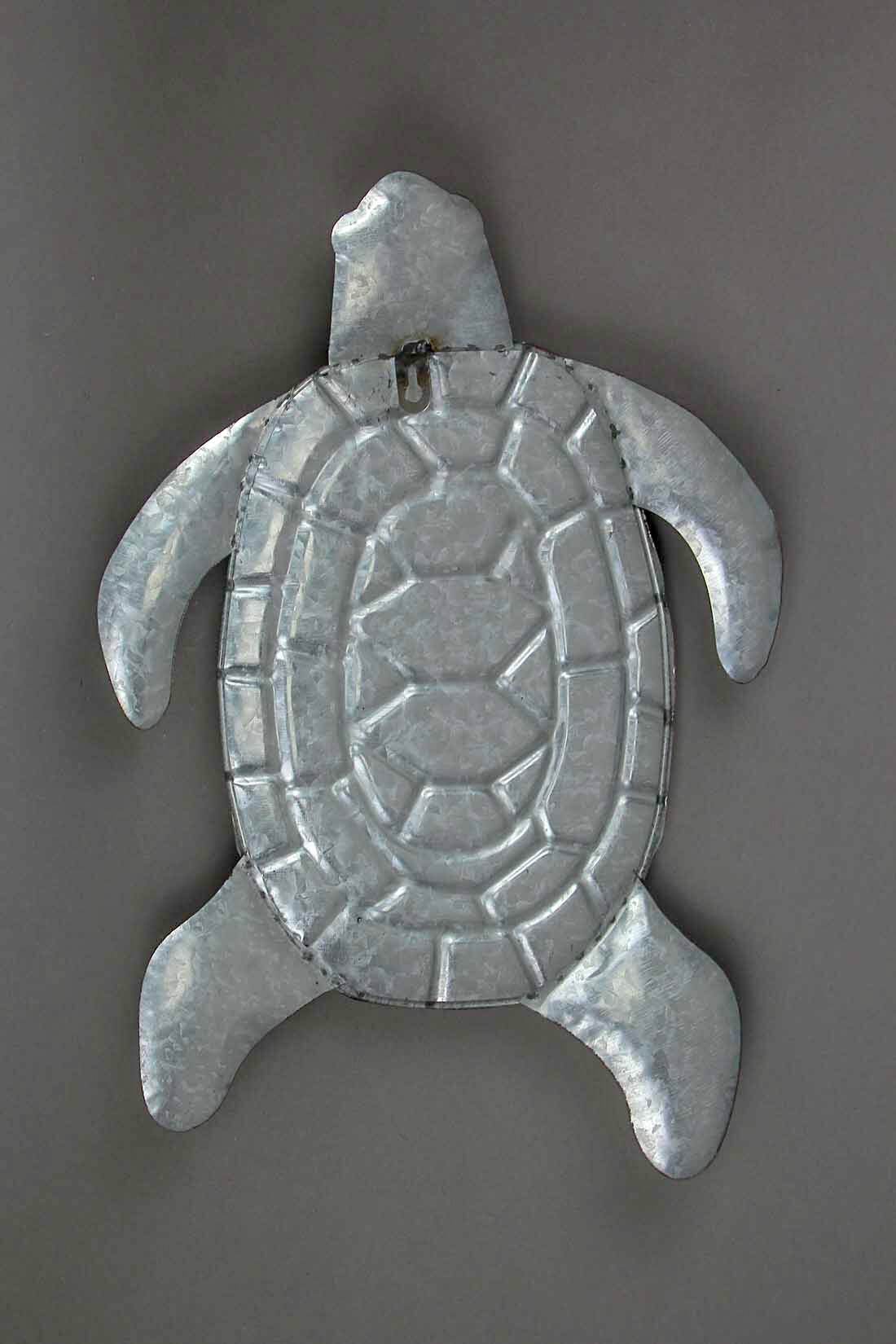 Alt View 2. Zeckos - White Enamel Galvanized Metal Sea Turtle Wall Art, Coastal Decor for Home, Patio, Garden, and Beach House - White.