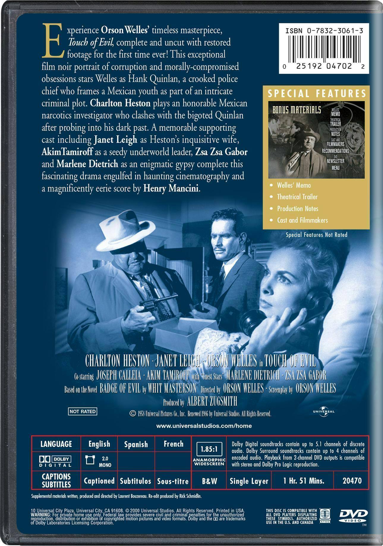 Angle. Touch of Evil (DVD Widescreen) [DVD].