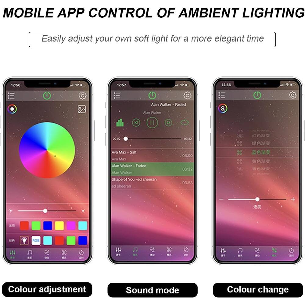 MOBILE APP CONTROL OF AMBIENT LIGHTING

Easily adjust your own soft light for a more elegant time

Colour adjustment

Sound mode

Colour change